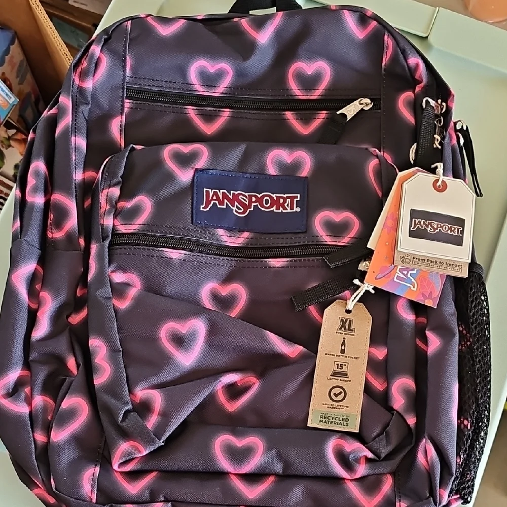 Jansport Neon Heart Backpack - Picture 1 of 2